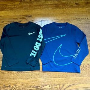 Nike boys Dry Fit set of 2 long sleeve tees. Size large 6/7